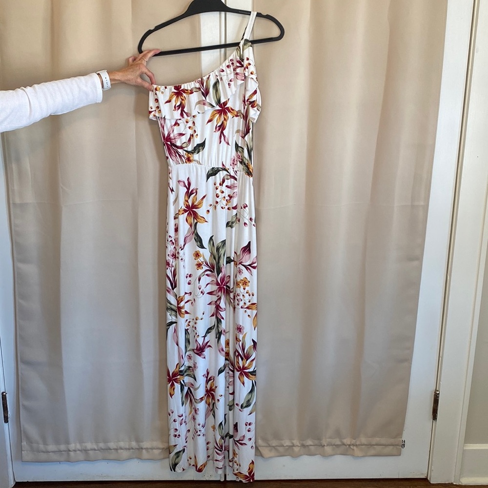 Floral pattern one shoulder dress